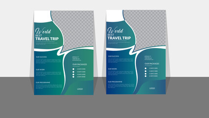 Simple clean travel poster or flyer pamphlet brochure design layout space for photo background. Colourefull Travel flyer template for travel agency