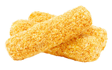 Pile of tasty cheese sticks isolated. PNG transparency