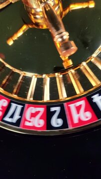 The roulette wheel in the casino is spinning - 7 red wins. Vertical video