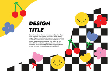 Abstract colorful presentation print banner design. Illustration vector. Chess and colorful wallpaper. 