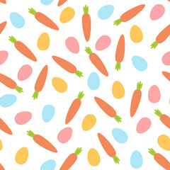 Seamless pattern of carrots and Easter eggs