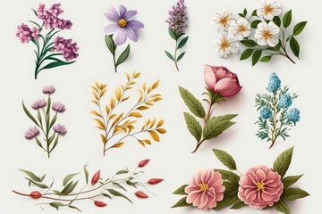 Obraz premium About Flower accents. Isolated on white background. 