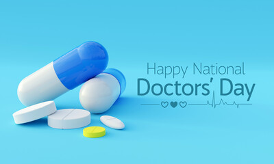 National Doctors' Day is a day celebrated to appreciate and recognize the contributions of physicians to individual lives and communities. 3D Rendering