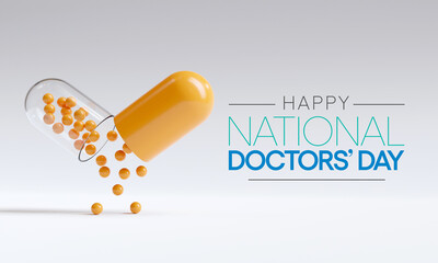 National Doctors' Day is a day celebrated to appreciate and recognize the contributions of physicians to individual lives and communities. 3D Render