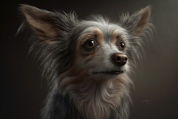 Naklejka premium Cute dog close-up. Illustration. Generative AI