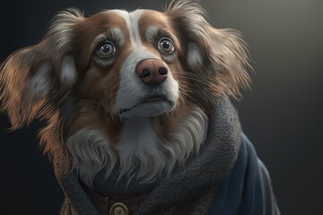 Naklejka premium Cute dog close-up. Illustration. Generative AI