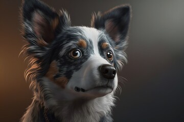 Cute dog close-up. Illustration. Generative AI