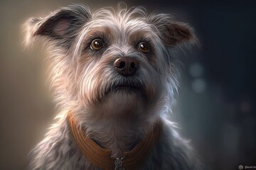Naklejka premium Cute dog close-up. Illustration. Generative AI