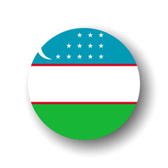 Uzbekistan flag - flat vector circle icon or badge with dropped shadow.