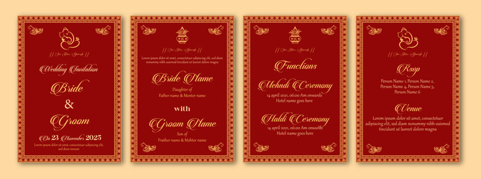 Indian Wedding invitation card traditional template ready to pri nt