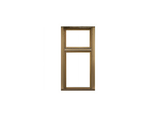 Modern brass of anodized aluminium window frame with two sashes isolated on white background.