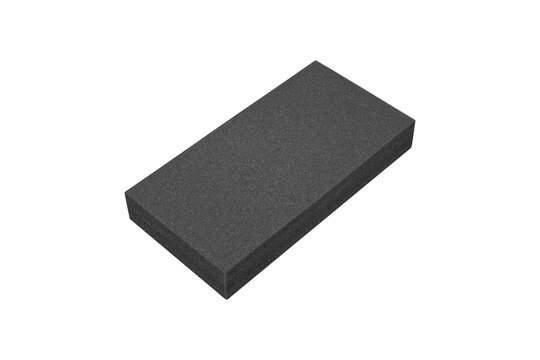 Polyethylene dark gray lodging, foam board isolated on white background.