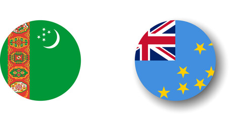 Tuvalu flag - flat vector circle icon or badge with dropped shadow.