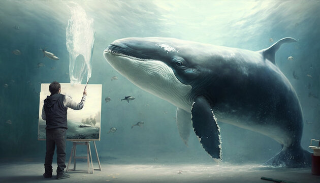 artist painting underwater