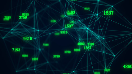 Cyber network connection structure. Technology connect big data. Science background. Business futuristic backdrop. 3D rendering.