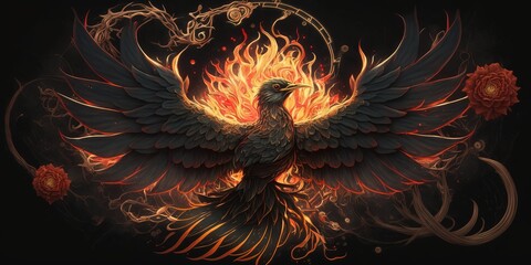 Phoenix, Fantasy scenery, Rebirth, Concept art, Illustration, Generative AI