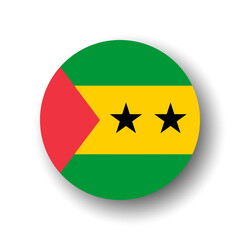 Sao Tome and Principe flag - flat vector circle icon or badge with dropped shadow.