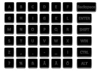 Keyboard keys, letter set, vector