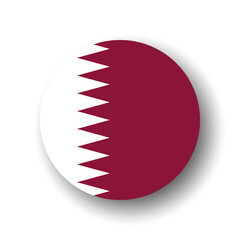 Qatar flag - flat vector circle icon or badge with dropped shadow.