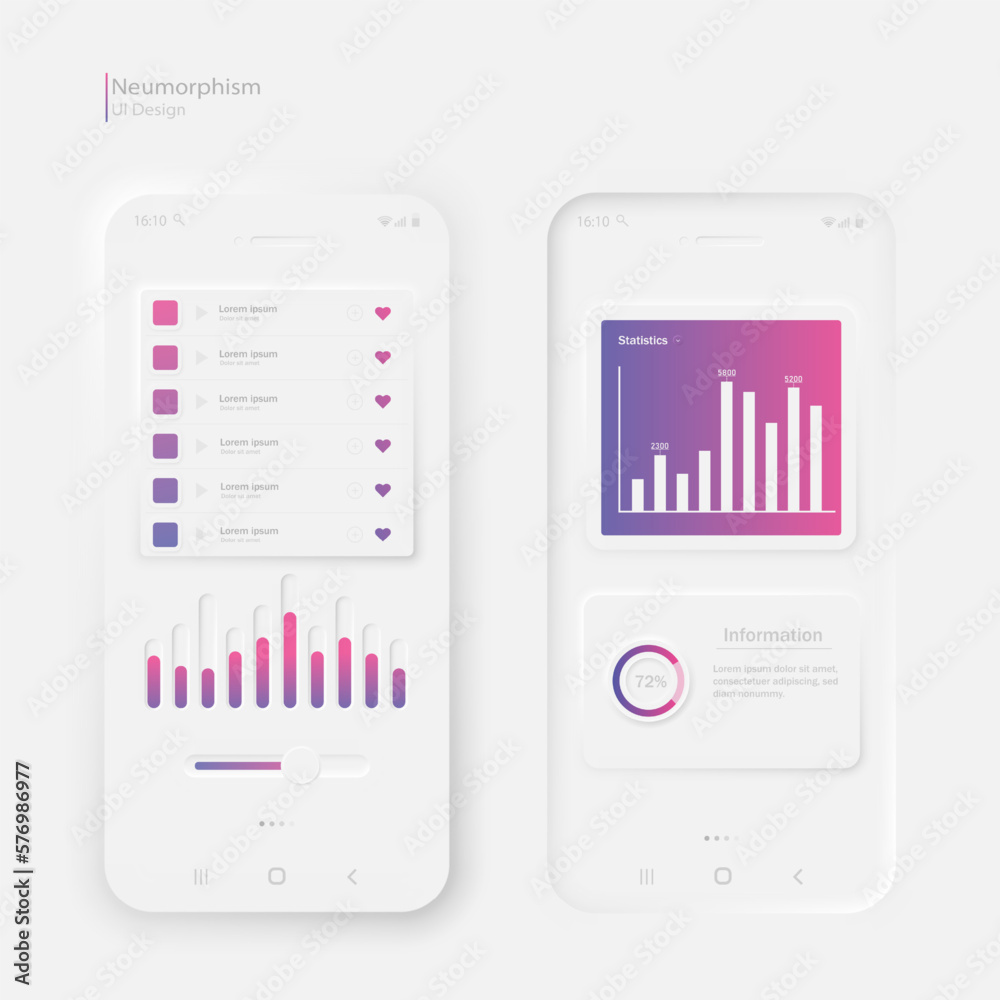 Poster user interface elements for a mobile application. the layout of the phone screen and a set of user i