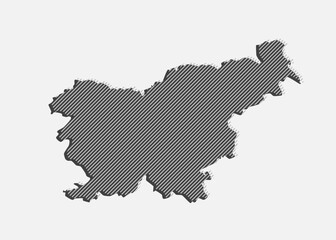 Abstract map Slovenia, parallel grey lines