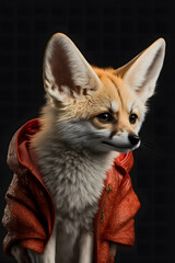 Fox dressed as a human created with generative AI technology