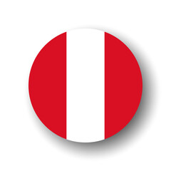 Peru flag - flat vector circle icon or badge with dropped shadow.
