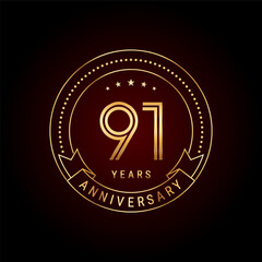 91th year anniversary celebration. Logo Vector Template Illustration