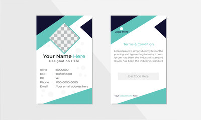 Abstract Geometric Blue Id Card Design, Creative id card design for your company employee