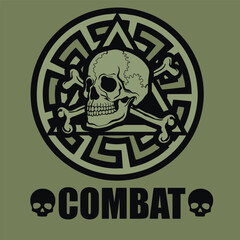 military sign with skull, grunge vintage design t shirts
