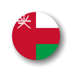 Oman flag - flat vector circle icon or badge with dropped shadow.