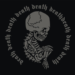 Gothic sign with stillborn skeleton, grunge vintage design t shirts