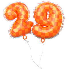 Number Balloons 29. Foil and latex balloons. Helium ballons. Party, birthday, celebrate anniversary and wedding. Realistic design elements. Festive set isolated. 3d illustration