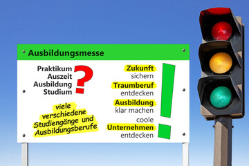 Entscheidungshilfe, Ausbildungsmesse, Werbeschild