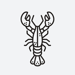 lobster simple line icon logo vector design, modern logo pictogram design of sea food in abstract outline logo