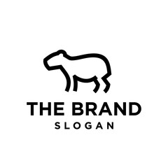 capybara simple line icon logo vector design, modern logo pictogram design of big rodent 
