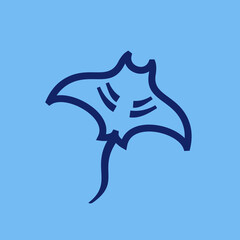 simple stingray line icon logo vector design, modern logo pictogram design of manta ray fish - obrazy, fototapety, plakaty