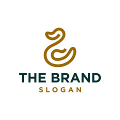 Fototapeta premium golden Duck simple line icon logo vector design, modern logo pictogram design of duck or mallard