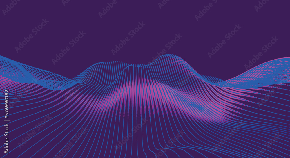 Poster abstract digital particle wave. futuristic dotted wave. technology background vector. vector illustr