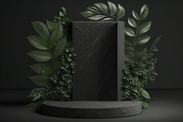 Empty marble podium background. Created with generative Ai technology