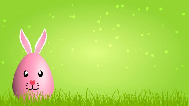 big pink egg animation with Swinging ears on green blur background