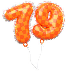 Number Balloons 79. Foil and latex balloons. Helium ballons. Party, birthday, celebrate anniversary and wedding. Realistic design elements. Festive set isolated. 3d illustration