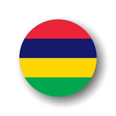 Mauritius flag - flat vector circle icon or badge with dropped shadow.