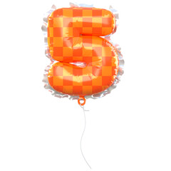 Number Balloons 5. Foil and latex balloons. Helium ballons. Party, birthday, celebrate anniversary and wedding. Realistic design elements. Festive set isolated. 3d illustration