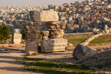 Jordan. Ancient Philadelphia or Amman Capital of Jordan. Citadel of Amman. View of city from height...