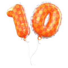 Number Balloons 10. Foil and latex balloons. Helium ballons. Party, birthday, celebrate anniversary and wedding. Realistic design elements. Festive set isolated. 3d illustration