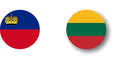 Lithuania flag - flat vector circle icon or badge with dropped shadow.