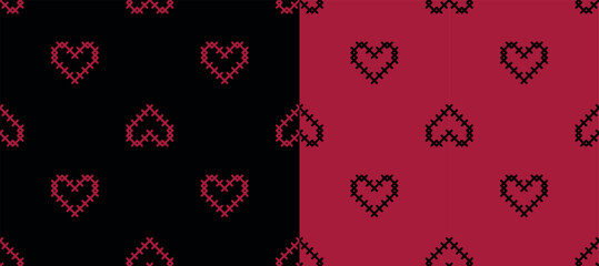 Heart seamless pattern background. Vector illustration for holiday design. Abstract romantic photo frame. Stylish decorative bright label set. Fashion valentine day ornament.