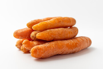 Snack carrots on a white background