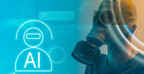 Artificial Intelligence. man using technology smart robot AI, Chatbot Chat with AI, enter command...